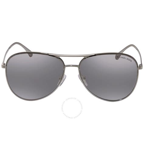 Michael Kors Silver Mirror Pilot Ladies Sunglasses .